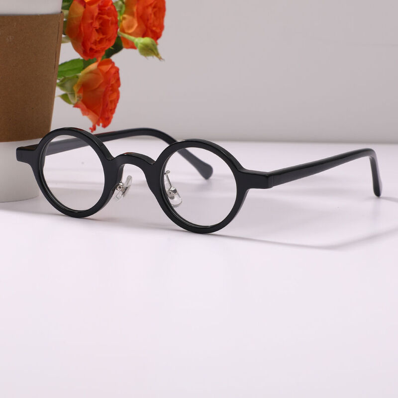 Aaro Round Black Glasses