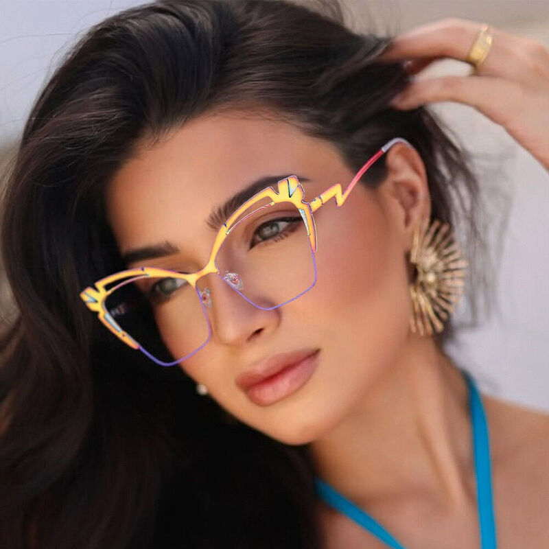 Peacock Cat Eye Yellow Glasses
