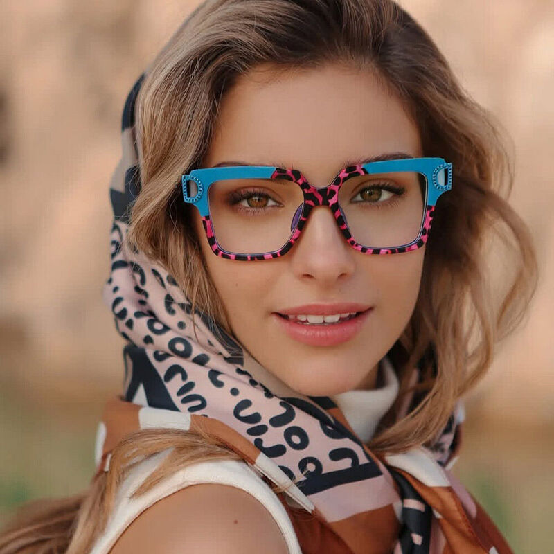 Jonath Quadratische Rosa Leopard Brille