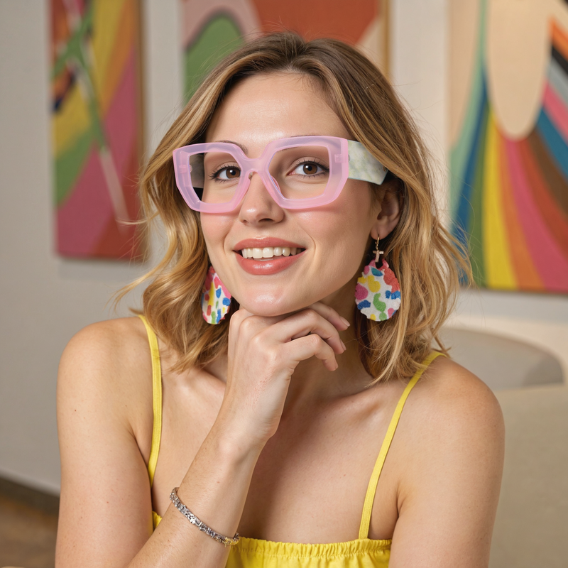 Lunettes de vue Ceolin Géométrique Rose