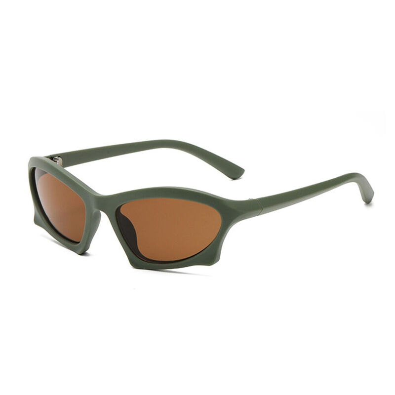 Perrin Oval Green Sunglasses