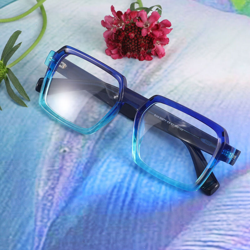 Pradip Square Blue Glasses