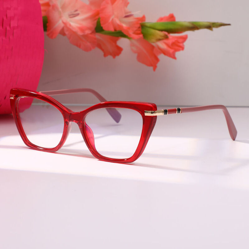 Zacharie Cat Eye Red Glasses