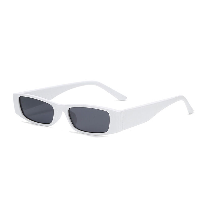 Impression Rectangle White Sunglasses