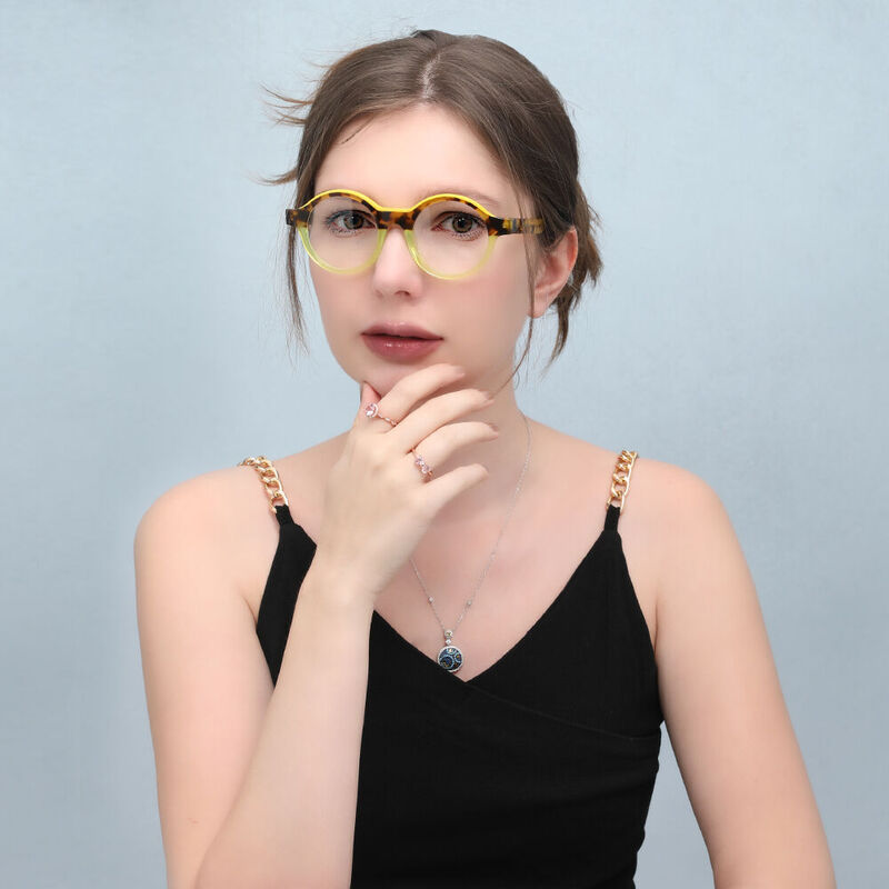Shauna Round Yellow Glasses