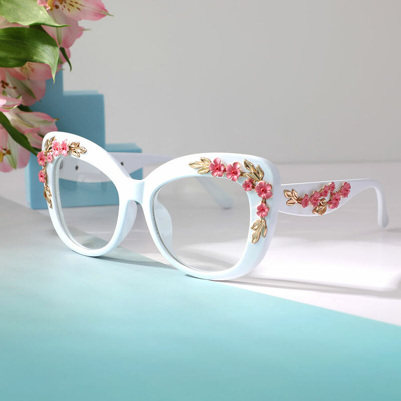 Roneld Cat Eye White Glasses