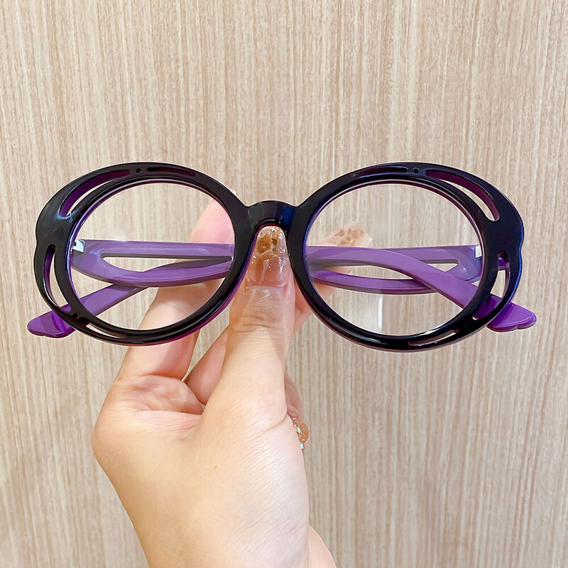 Nahu Round Black Purple Glasses