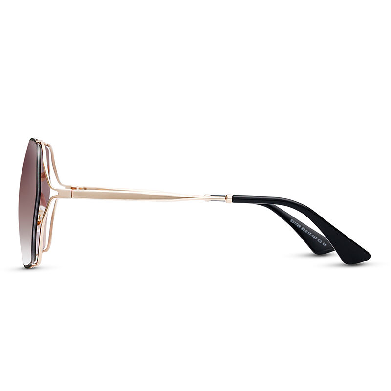 Stand Out Hexagon Brown Gradient Sunglasses