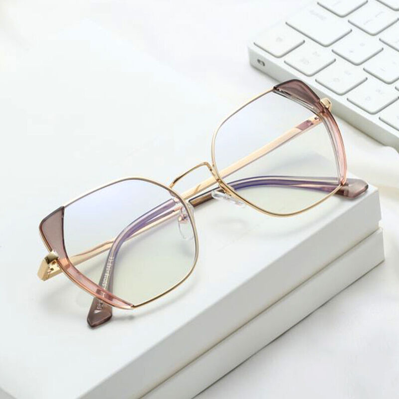 Antoinette Geometric Gray Pink Glasses