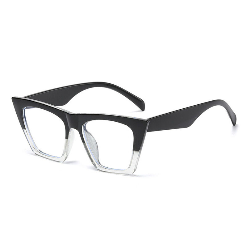 Harpen Cat Eye Black Clear Glasses
