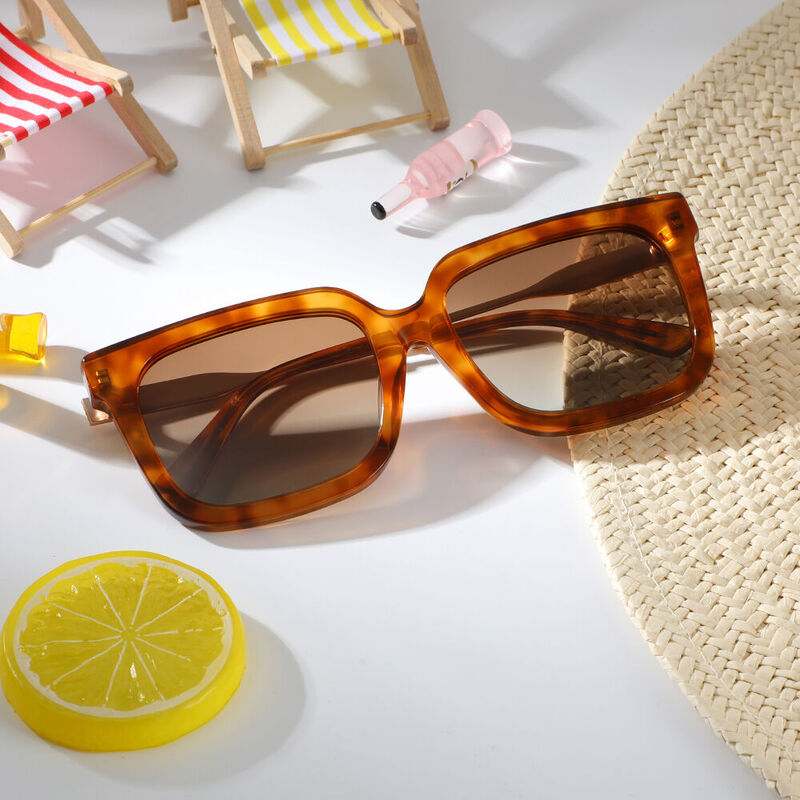 Vinyl Square Orange Sunglasses