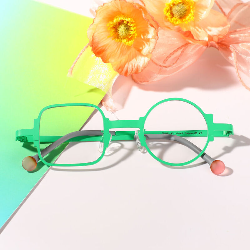 Stella Square Round Green Glasses