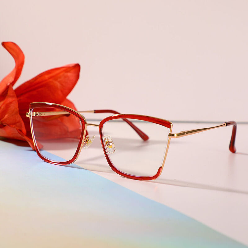 Ellen Cat Eye Red Glasses