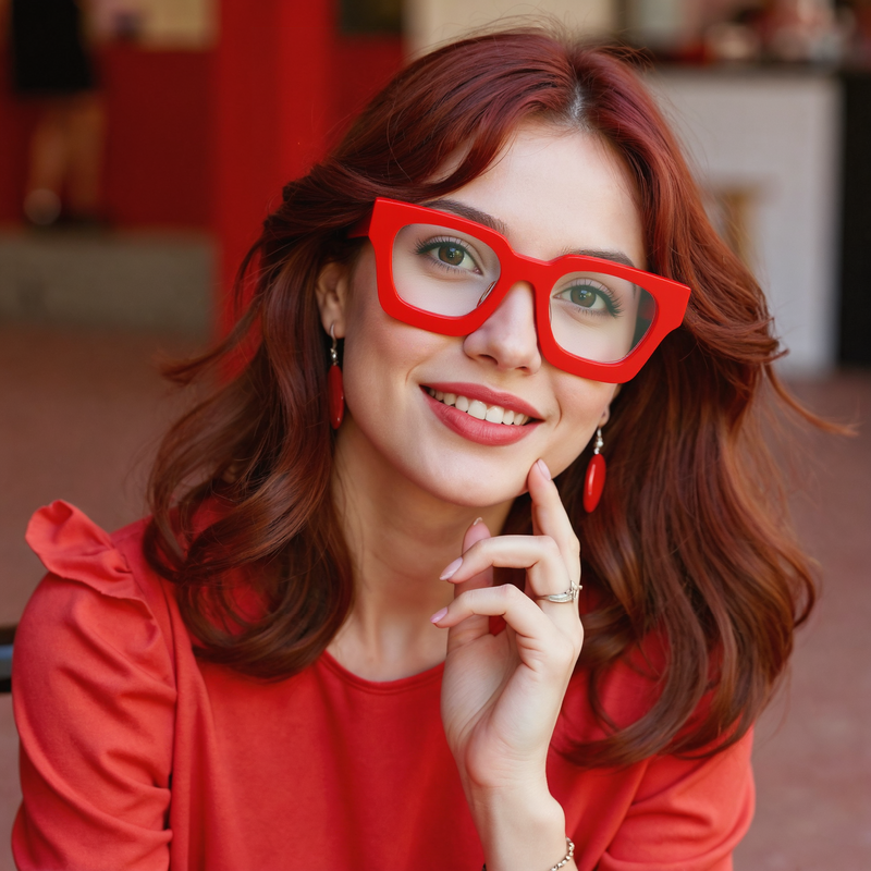 Petor Quadratische Rote Brille