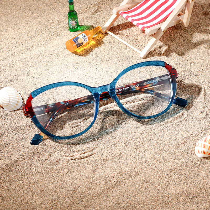 Wallis Cat Eye Blue Glasses