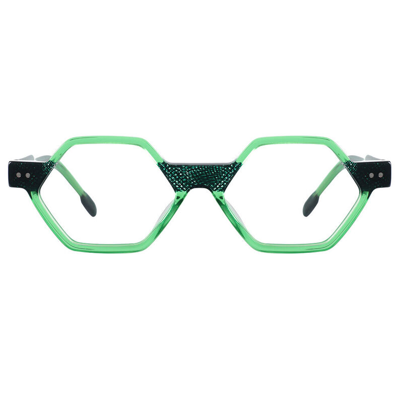 Stuart Geometric Green Glasses