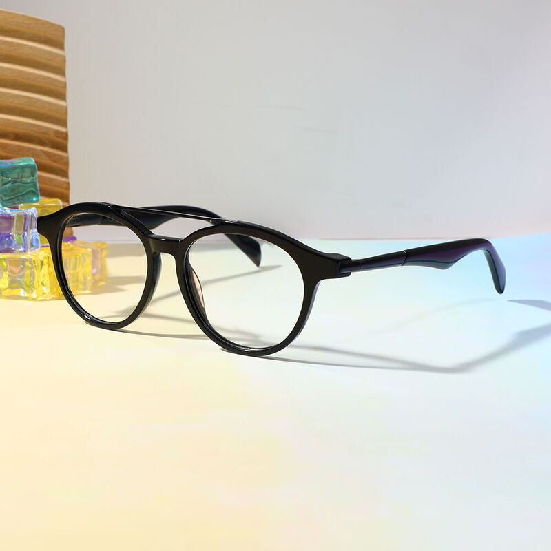 Sainsb Aviator Black Glasses