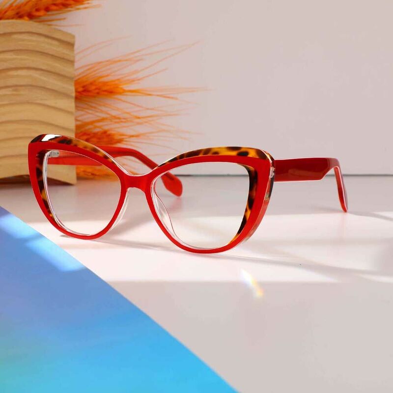 Rockefelle Cat Eye Red Glasses