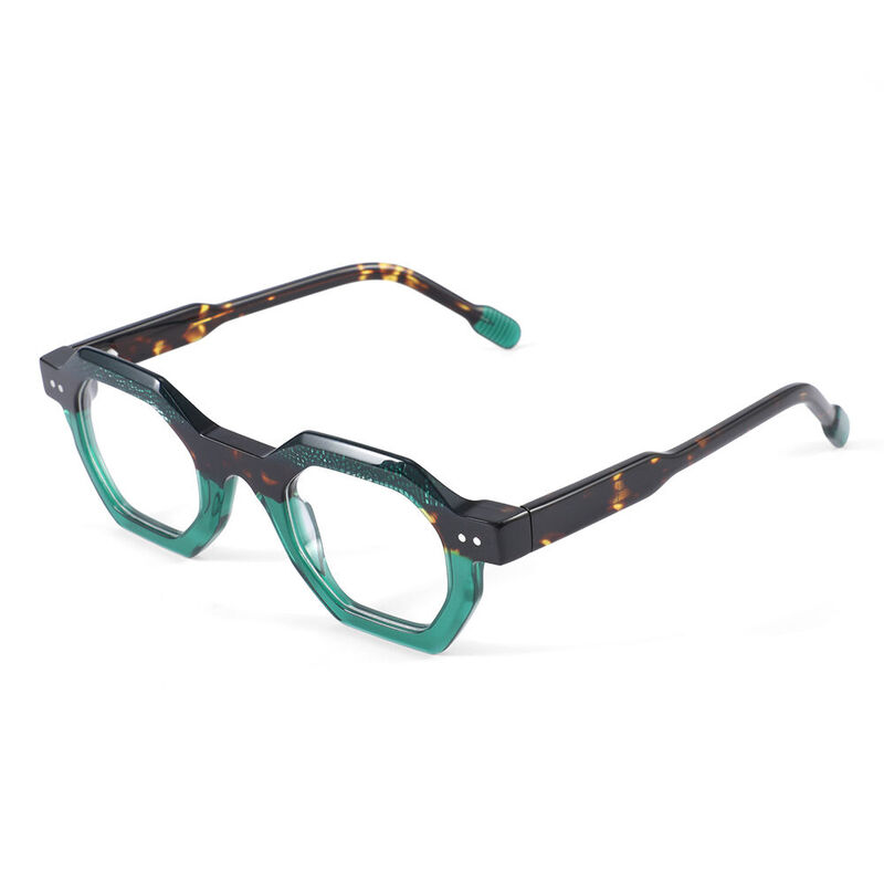 Rodney Geometric Green Glasses