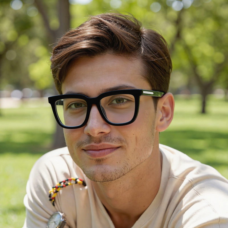 Prudence Quadratische Schwarze Brille