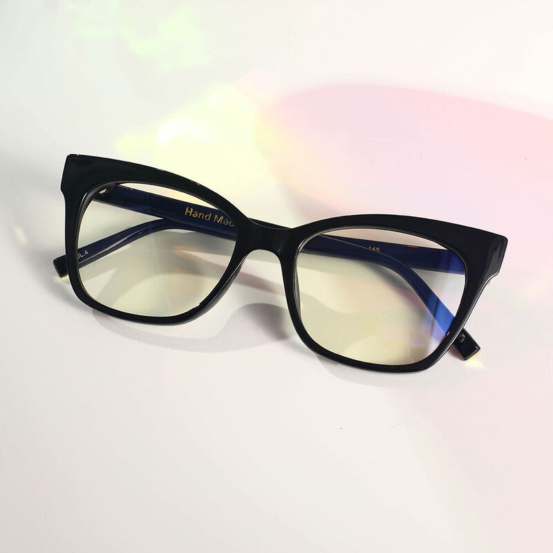 Solitaire Cat Eye Black Glasses