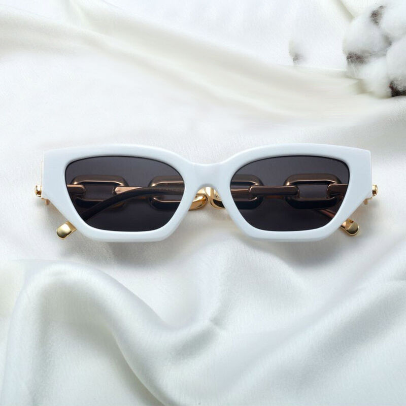 Stella Rectangle White Sunglasses