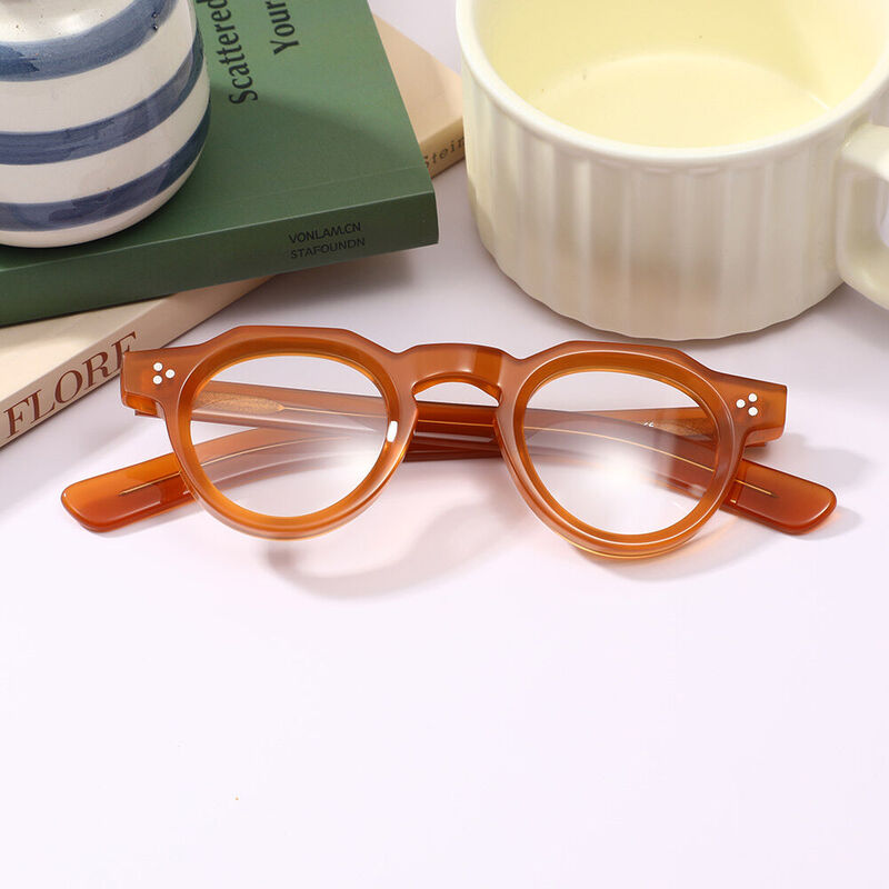 Cedrica Round Orange Glasses