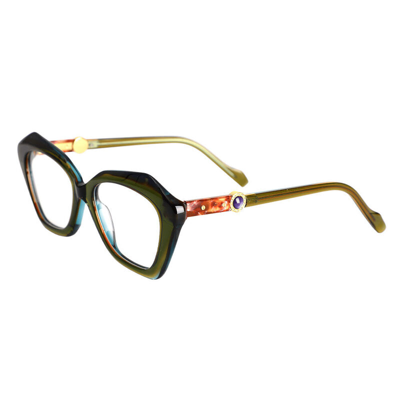 Elizabeth Cat Eye Green Glasses