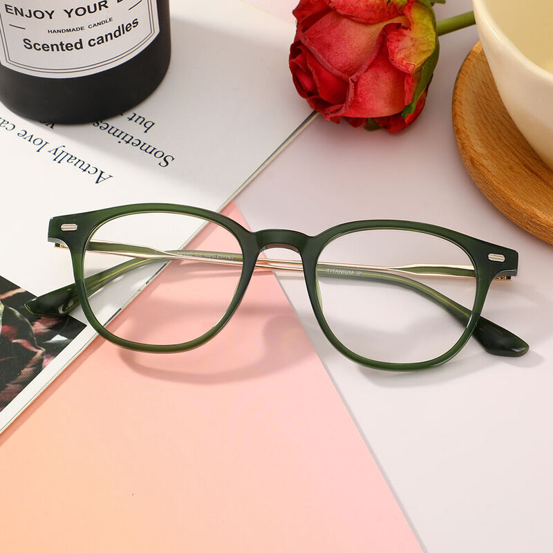 Alger Square Green Glasses