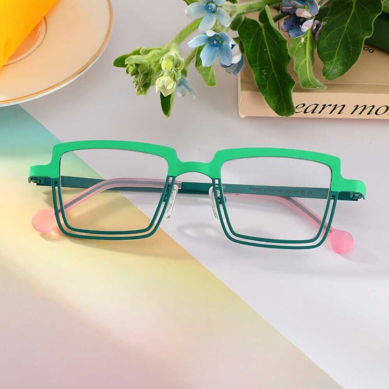 Taylor Rectangle Green Glasses