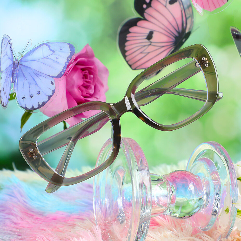 Wallis Rechteckige Graue Brille