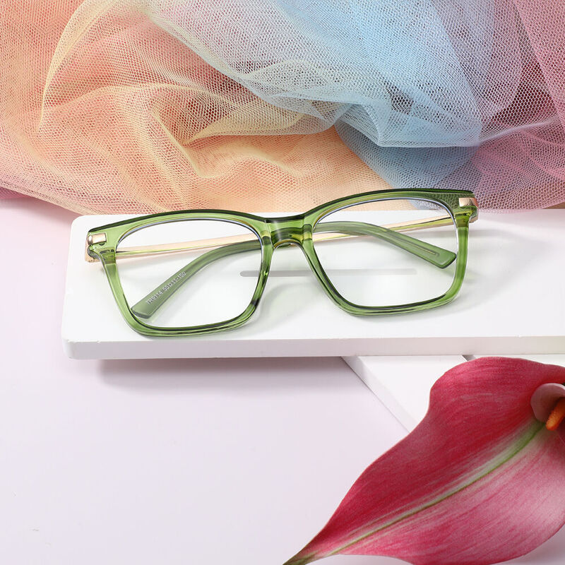 Elijan Square Green Glasses