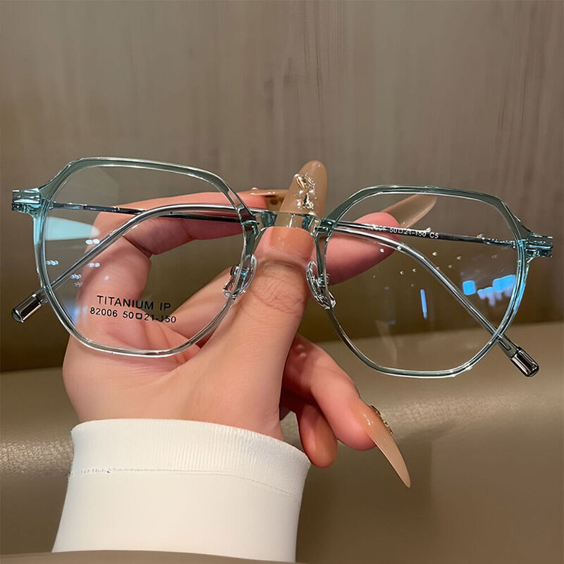 Curme Geometric Green Glasses