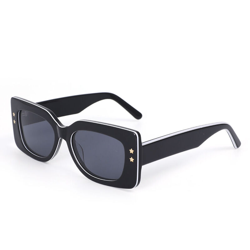 Boothy Rectangle Black Sunglasses