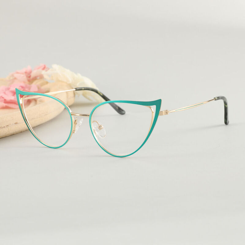 Bess Cat Eye Green Glasses