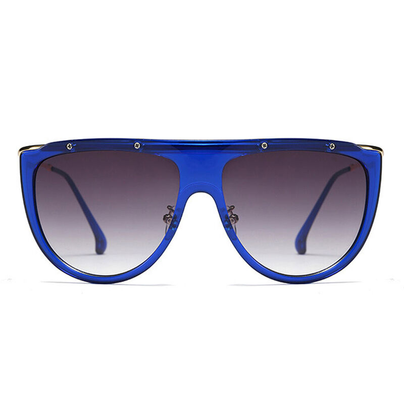 Adkin Aviator Oval Blue Sunglasses