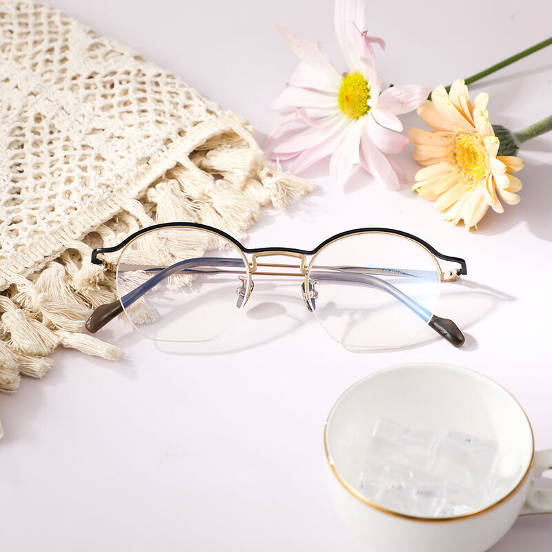 Benja Runde Goldene Brille
