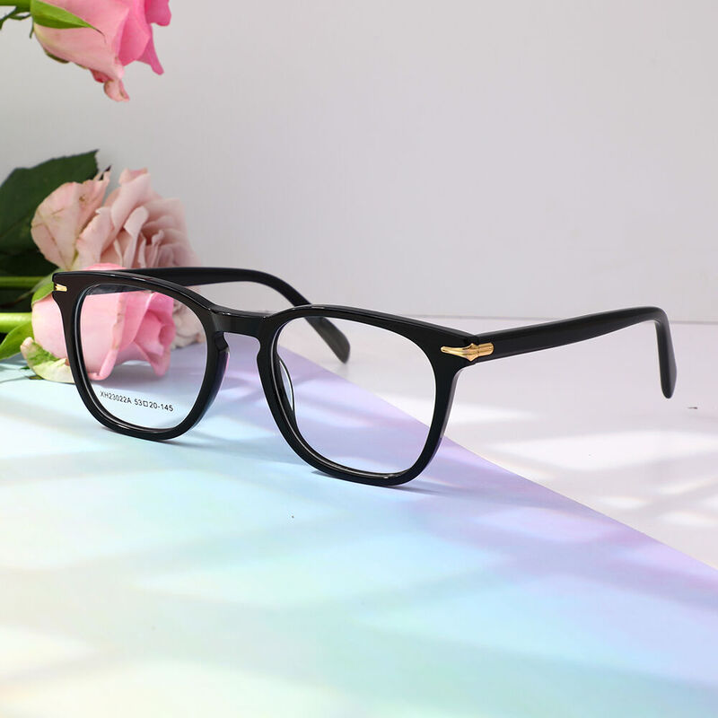 Dorothe Square Black Gold Glasses