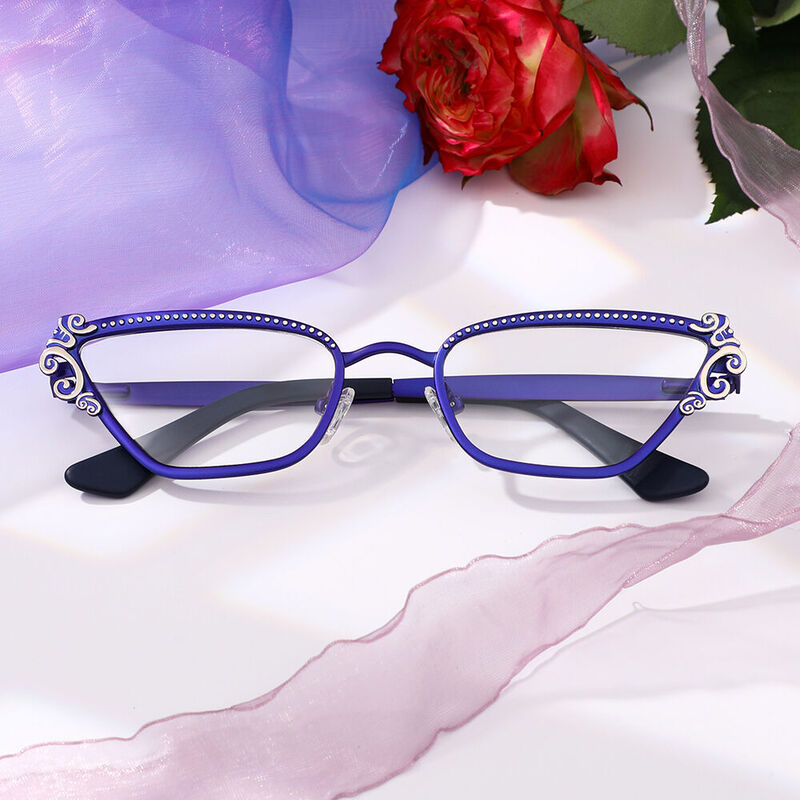 Wheatlae Cat Eye Blue Glasses