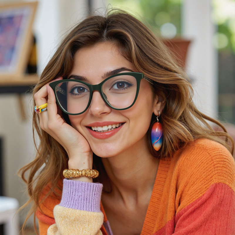 Phoenix Cat Eye Grüne Brille