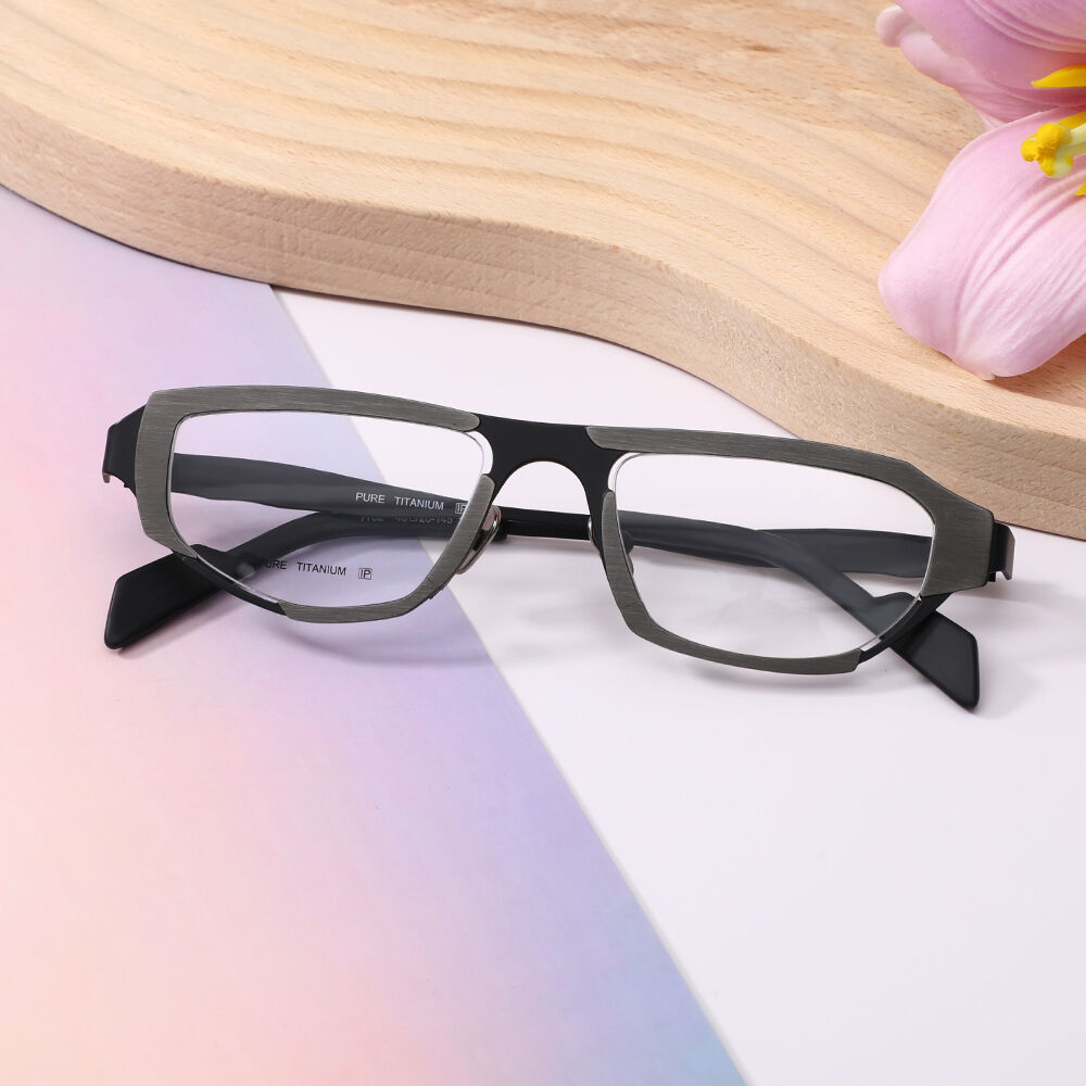 Deliaoa Rechteckige Graue Brille