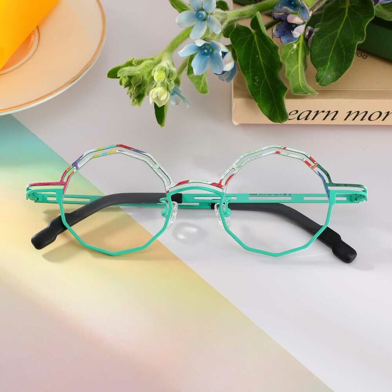 Galbraith Geometrische Grüne Brille