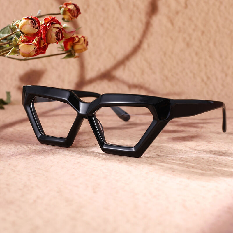 Shehzad Geometric Black Glasses