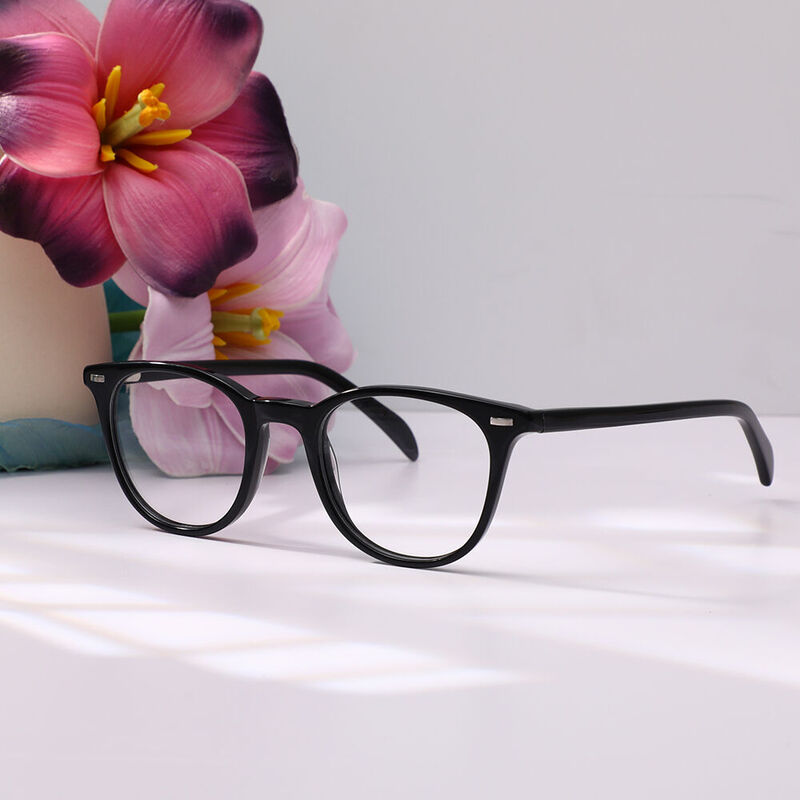 Kimb Round Black Glasses