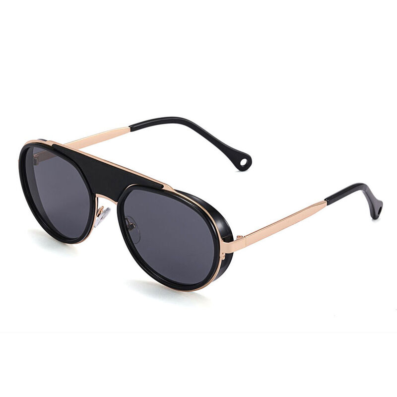 Connie Oval Black Rose Gold Sunglasses