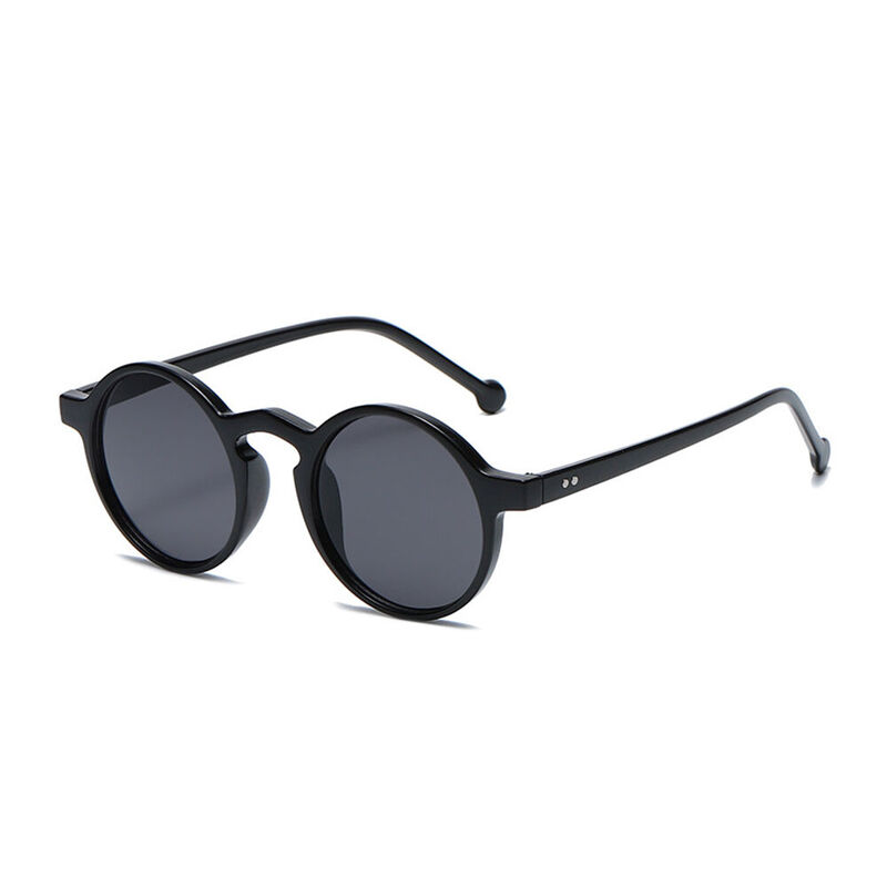Nagano Round Black Sunglasses