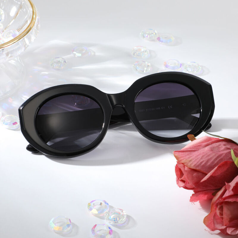 Sylvia Cat Eye Black Sunglasses