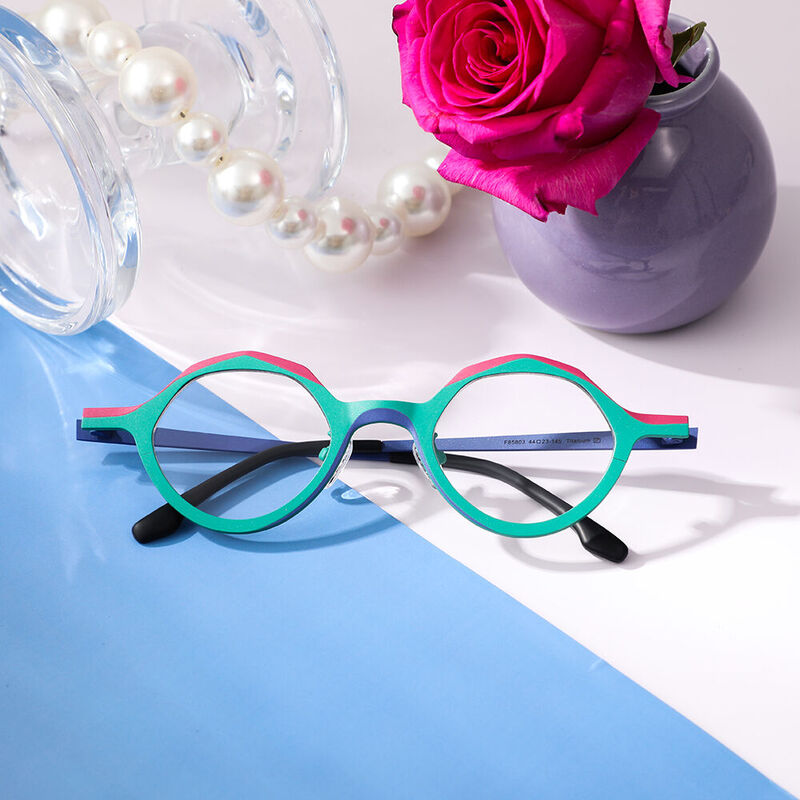 Christe Geometric Green Glasses