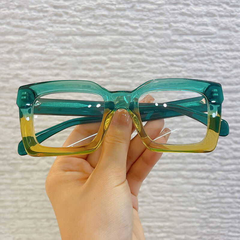 Stewa Square Green Glasses