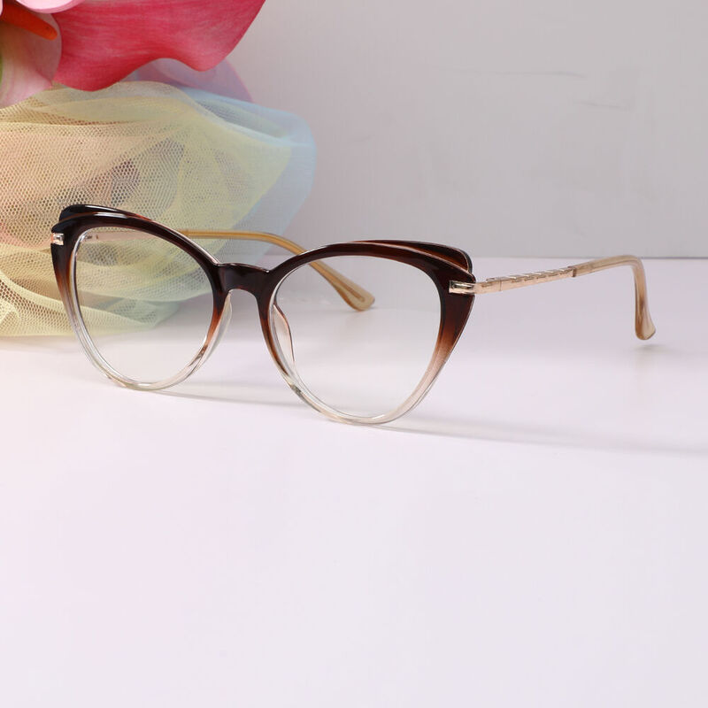 Aareen Cat Eye Brown Glasses